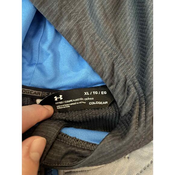 Under Armour ColdGear Reactor Fitted Pullover Hoodie Black/Gray/Blue Men XL - Picture 7 of 8